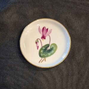 Rosenthal White Trinket Dish with Pink Cycleman Floral Design